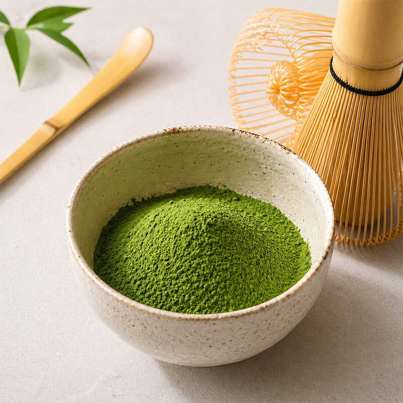 Bulk ceremonial matcha powder prepared for premium tea service