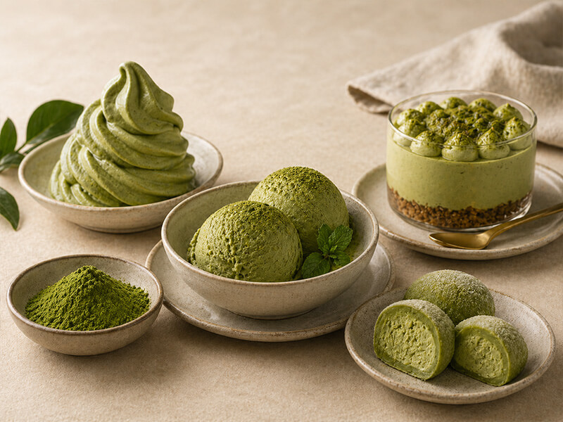 Matcha ice cream and frozen desserts