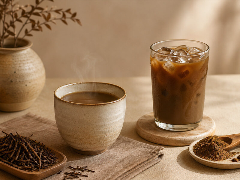 Hojicha latte and roasted tea beverage applications