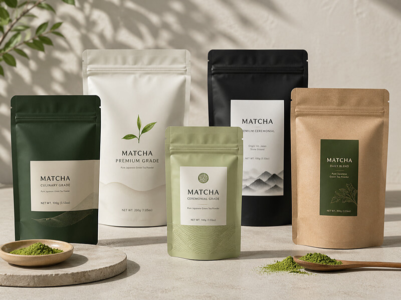 Private label matcha pouches